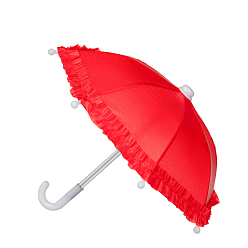 Rouge Parapluie de poupée en plastique, poupée faisant des fournitures, rouge, 220x250~300mm