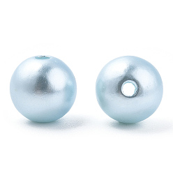 Cyan Clair Perles d'imitation en plastique ABS peintes à la bombe, ronde, cyan clair, 10x9.5mm, Trou: 2mm, environ 1040 pcs / 500 g