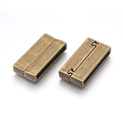 Antique Bronze Alloy Magnetic Clasps, Rectangle, Antique Bronze, 37x19x7mm, Hole: 34x4mm