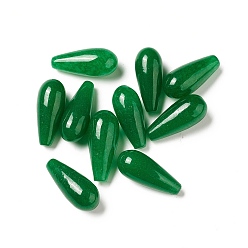 Verde Oscuro Cuentas puntiagudas de jade natural de Malasia, teñido, ningún agujero, lágrima, verde oscuro, 19~20.5x8~8.5 mm