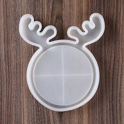 White DIY Christmas Antler Display Tray Silicone Molds, Resin Casting Molds, for UV Resin & Epoxy Resin Craft Making, White, 199x176x22mm
