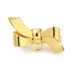 Real 18K Gold Plated Rack Plating Brass Brooch Finding, Long-Lasting Plated, Bowknot, Real 18K Gold Plated, 13.5x24.5x12mm, Hole: 1.5x2mm