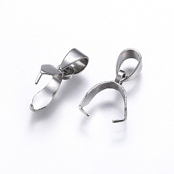 Stainless Steel Color 201 Stainless Steel Pendant Pinch Bails, Stainless Steel Color, 12x10x3.5mm, Hole: 4x6mm