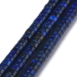 Lapislázuli Naturales lapis lazuli de hebras de cuentas, teñido, perlas heishi, Disco redondo plano, 6x3 mm, agujero: 1 mm, sobre 119~131 unidades / cadena, 14.76~15.74 pulgada (37.5~40 cm)