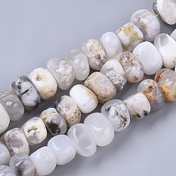 Agate Naturelle Naturelles agate perles blanches de brins, pierre tombée, nuggets, 8~10x12~12x10~12mm, Trou: 1.2mm, Environ 42~46 pcs/chapelet, 15.35~16.14 pouce (39~41 cm)