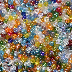 Color mezclado Granos de la semilla de cristal redondo, colores transparentes arco iris, rondo, color mezclado, 3 mm