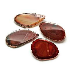 Saddle Brown Natural Brazilian Agate Big Pendants, Dyed, Mixed Shapes, Saddle Brown, 50~75x30~50x4~7mm, Hole: 1.5mm