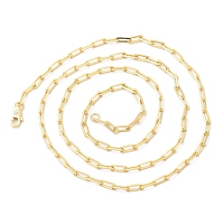 Real 14K Gold Plated 925 Sterling Silver Paperclip Chain Necklace, with S925 Stamp, Real 14K Gold Plated, 19.69 inch(50cm)