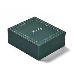 Vert Foncé Boîtes d'emballage de bijoux en bois, avec une éponge à l'intérieur, pour les colliers, rectangle, vert foncé, 8x7x3 cm
