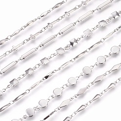 Stainless Steel Color 304 Stainless Steel Link Chain Bracelets, with Lobster Claw Clasps, Mixed Shapes, Stainless Steel Color, 7-5/8 inch~8-3/8 inch(19.3~21.3cm)