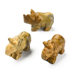 Agate Crazy Lace Figurines de rhinocéros de guérison sculptées en agate folle naturelle, statues de pierres de reiki pour la thérapie de méditation équilibrant l'énergie, 52~58x21.5~24x35~37mm
