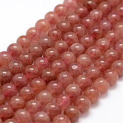 Quartz Fraise Naturel de fraise de quartz brins de perles, ronde, 8mm, Trou: 1mm, Environ 49 pcs/chapelet, 15.3 pouce