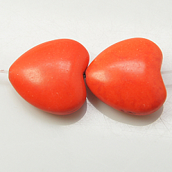Rouge Orange Perles synthétiques turquoise brins, teint, colonne, rouge-orange, 4x4mm, Trou: 1mm, Environ 106 pcs/chapelet, 16 pouce