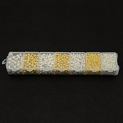 Couleur Mélangete 1 fer boîte de couleur mixte perles rondes d'entretoise, 2~5mm, trou: 1~1.5 mm, sur 105 g / boîte