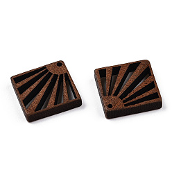 Coconut Brown Natural Wenge Wood Pendants, Undyed, Hollow Rhombus Charms, Coconut Brown, 30x30x4.5~5.5mm, Hole: 1.6mm, Side Length: 21.5mm