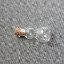 Clear Gourd Shape Miniature Glass Bottles, with Cork Stoppers, Empty Wishing Bottles, for Dollhouse Accessories, Jewelry Making, Clear, 30x16mm