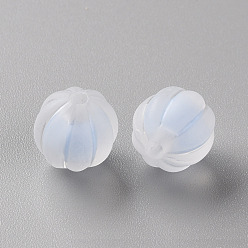 Bleu Bleuet Perles acryliques transparentes, givré, Perle en bourrelet, citrouille, bleuet, 11x11.5mm, Trou: 2mm, environ550 pcs / 500 g