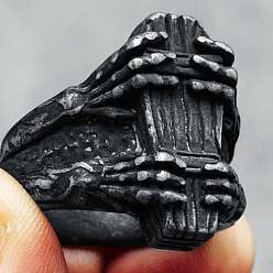 Plata Antigua 316 anillo de dedo de mano de esqueleto de acero inoxidable, Anillo de estilo gótico para hombres y mujeres., plata antigua, tamaño de EE. UU. 9 (18.9 mm)