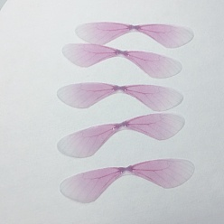 Plum Atificial Craft Chiffon Butterfly Wing, Handmade Organza Dragonfly Wings, Gradient Color, Ornament Accessories, Plum, 19x83mm