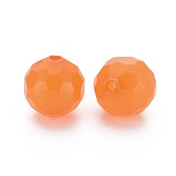 Dark Orange Imitation Jelly Acrylic Beads, Faceted, Round, Dark Orange, 16.5x16mm, Hole: 2.5mm, about 288pcs/500g