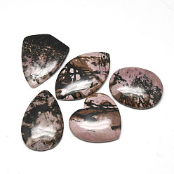 Rhodonite Natural Rhodonite Pendants, Mixed Shapes, 39~65x32~50x5~10mm, Hole: 2mm
