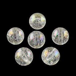 Clair AB Couleur ab ronde perles en acrylique transparent, avec de la poudre colorée de paillettes, clair ab, 20mm, trou: 2.5 mm, environ 100 pcs / 500 g