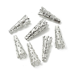 Серебро 100шт железные филигранные бусины конусы, серебряные, 22x8~9 мм, отверстие : 2.5~3 мм