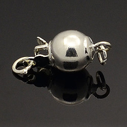 Серебро 925 застежки круглой коробки из стерлингового серебра, серебряные, 13x6 мм, отверстие : 2 мм