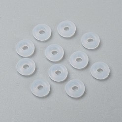 White Rubber O Rings, Donut Spacer Beads, Fit European Clip Stopper Beads, White, 2mm