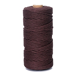 Coconut Brown 100M Round Cotton Braided Cord, for DIY Handmade Tassel Embroidery Craft, Coconut Brown, 3mm, about 109.36 Yards(100m)/Roll