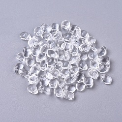 Clear Glass Charms, Oval, Clear, 8x6x4mm, Hole: 1mm