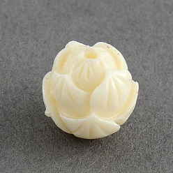 Beige Perles de corail synthétiques, lotus, teint, beige, 10x9.5x9.5mm, Trou: 1.5mm