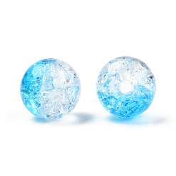 Bleu Ciel Foncé Transparent perles acryliques craquelés, imitation peau de léopard, ronde, bleu profond du ciel, 10x9mm, Trou: 2mm, environ920 pcs / 500 g
