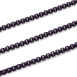 Индиго Латунные цепи, окрашенные распылением, венецианские цепи, с катушкой, несварные, индиговые, 2x2.5x2.5 мм