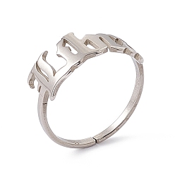 Libra 304 Stainless Steel Constellation Open Cuff Ring for Women, Libra, US Size 7 1/4(17.5mm)