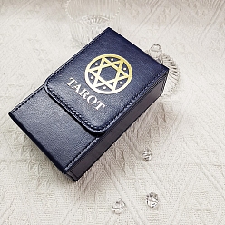 Bleu Marine Boîte de rangement pour cartes de tarot en cuir pu, titulaire de la carte, rectangle, pour le stockage d'articles de sorcellerie, bleu marine, 12.2x7.4x3.4 cm