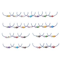 (52) Непрозрачная лаванда 26 шт. 26 стильная буквица a~z набор браслетов из плетеных бусин из акрила и сглаза лэмпворк, составные регулируемые браслеты для женщин, разноцветные, внутренний диаметр: 2-1/4 дюйм (5.8 см), 1 шт / стиль