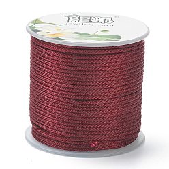 Dark Red Polyester Braided Cords, for Jewelry Making Beading Crafting, Dark Red, 1.5mm, about 21.87 yards(20m)/roll