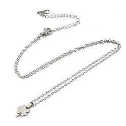Stainless Steel Color 201 Stainless Steel Clover Pendant Necklace with Cable Chains, Stainless Steel Color, 17.80 inch(45.2cm)