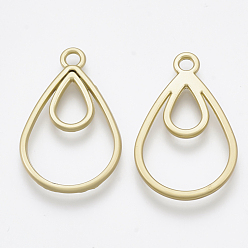 Matte Gold Color Smooth Surface Alloy Open Back Bezel Pendants, For DIY UV Resin, Epoxy Resin, Pressed Flower Jewelry, teardrop, Matte Gold Color, 24x15.5x1.5mm, Hole: 1.5mm
