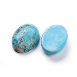 Turquoise Natural Regalite/Imperial Jasper/Sea Sediment Jasper Cabochons, Dyed, Oval, Turquoise, 18x13x5.1mm