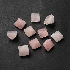 Cuarzo Rosa Natural aumentó de perlas de cuarzo, cuenta piramidal facetada, 9x10x10 mm, agujero: 1.2 mm