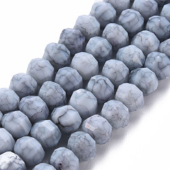 Dark Gray Opaque Baking Painted Crackle Glass Beads Strands, Faceted, Rondelle, Dark Gray, 8x6.5mm, Hole: 1.2mm, about 50pcs/strand, 12.8 inches(32.5cm)