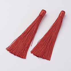 Rouge Nylon pompon grandes décorations pendantes, rouge, 120x10mm, Trou: 5mm