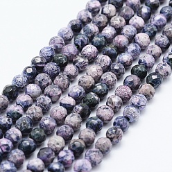 Lila Ágata natural de hebras, teñido y climatizada, rondo, facetados, lila, 4 mm, agujero: 0.5 mm, sobre 92 unidades / cadena, 14.57 pulgada (37 cm)