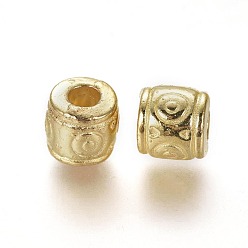 Oro Abalorio de estilo tibetano, aleación de zinc, sin plomo y el cadmio, columna, dorado, 6x6.5 mm, agujero: 2~3 mm