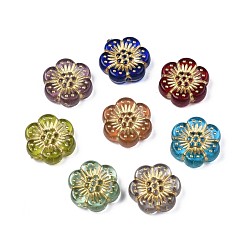 Mixed Color Plating Acrylic Beads, Metal Enlaced, Flower, Mixed Color, 13x12x4mm, Hole: 1.2mm, about 1150pcs/500g