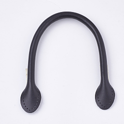 Black Cowhide Bag Handles, for Bag Straps Replacement Accessories, Black, 352~355x11x14~15mm, Hole: 1.5mm