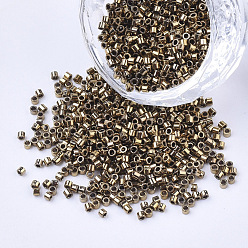 Goldenrod Electroplate Cylinder Seed Beads, Uniform Size, Metallic Colours, Goldenrod, 1.5~2x1~2mm, Hole: 0.8mm, about 4000pcs/bag, about 50g/bag