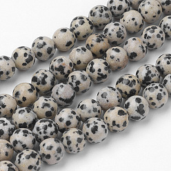 Jaspe Dalmate Dalmatien naturel Jasper brins de perles, ronde, 8~8.5mm, Trou: 1mm, Environ 45~47 pcs/chapelet, 14.9 pouce (38 cm)
